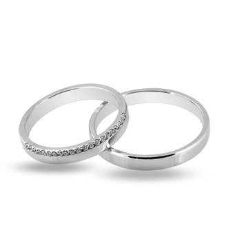 Βέρες Σετ Λευκόχρυσες με Ζιργκόν MASCHIO FEMMINA SL86 - themelidisjewels